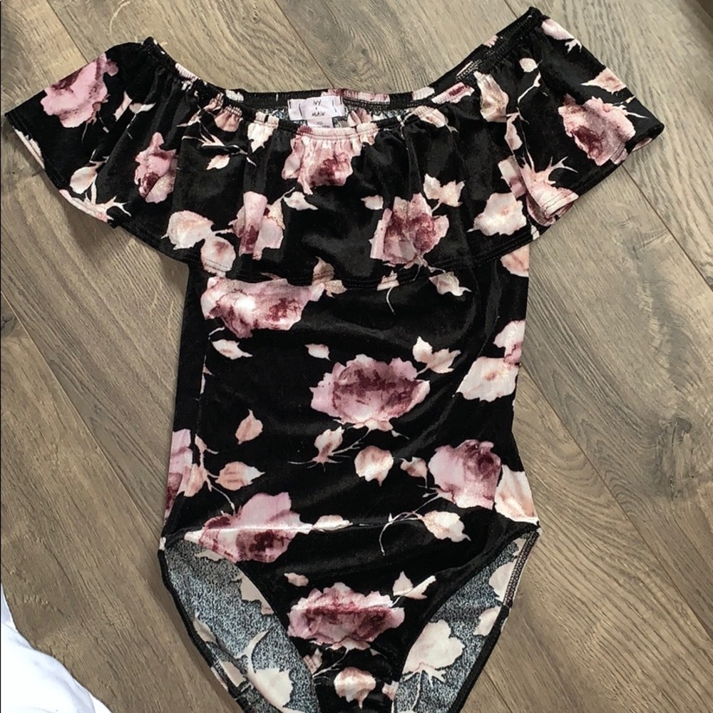 Velvet floral bodysuit